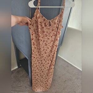 Forever 21 Floral Midi Dress - Cream and Red